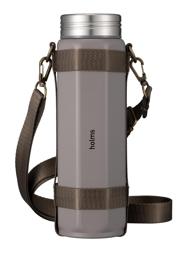 CB Japan Octabottle Long Shoulder a 460ml brown water bottle with a vacuum and a shoulder strap for easy 460, insulated, dual-wall construction,