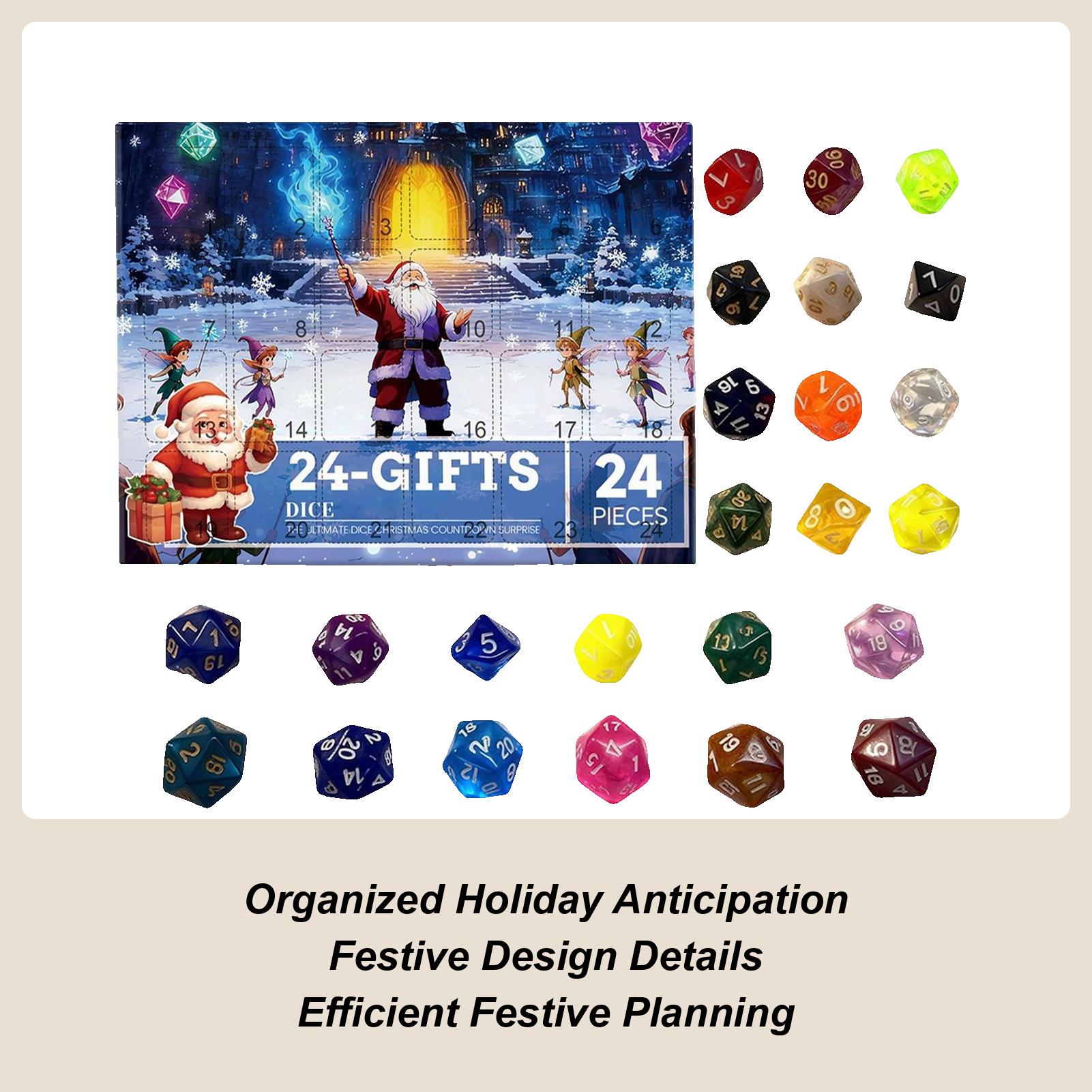 

Dice Countdown Calendar Embossed Table Game Supplies Dice Set Countdown Calendar For Christmas For Family Men Teens Adults Girls as shown