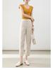 Women's High-Waist Cotton Linen Cigarette Pants - Summer 2025, Petite Eight-Point Casual, Straight Leg