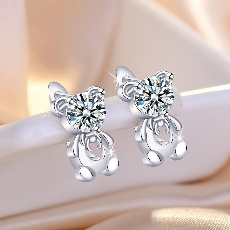 925 Sterling Silver Zircon Buckle Earrings For Women Fashion Exquisite Student Girlfriend Jewelry Accessories Party GiftGood product