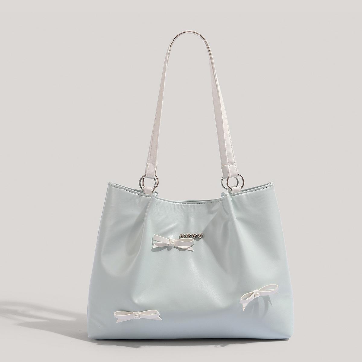 

Bow bag new casual commuter women s bag dopamine large capacity shoulder bag fashion tote bag women синий