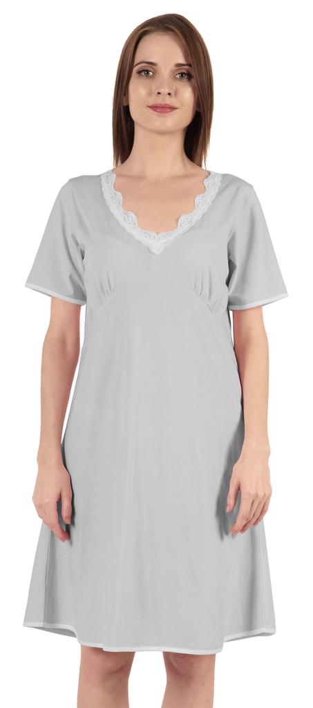 Inkmeso Solid Nightgown Dress For Women Nightwear Lace Short Sleeve Loungewear
