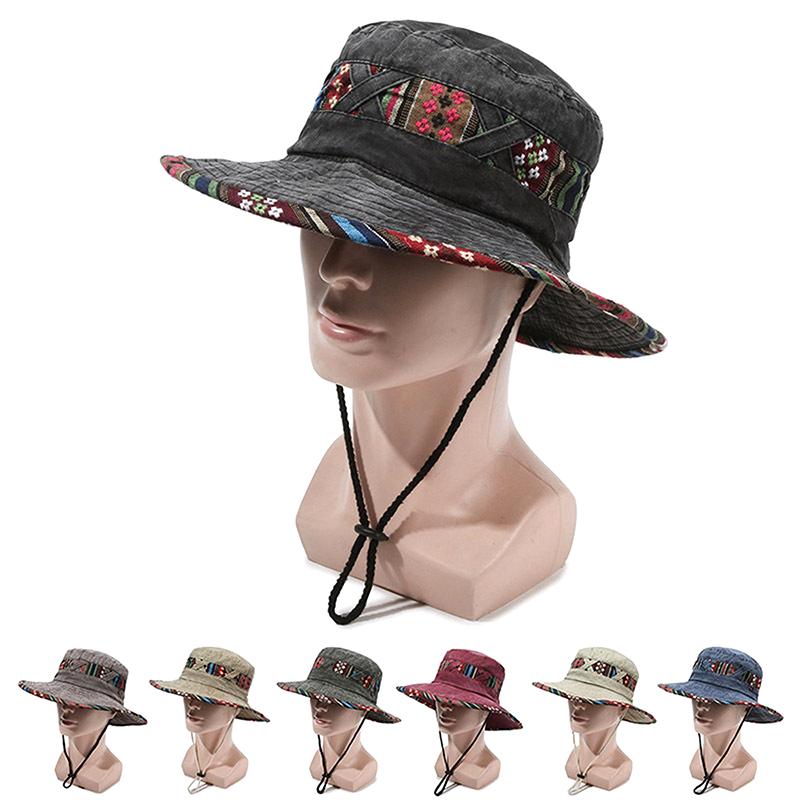Pălărie de pescar personalizată în stil etnic, de primăvară-vară, de exterior, la modă, pălărie de soare, stil vintage de stradă veche, pălărie cu boruri mari