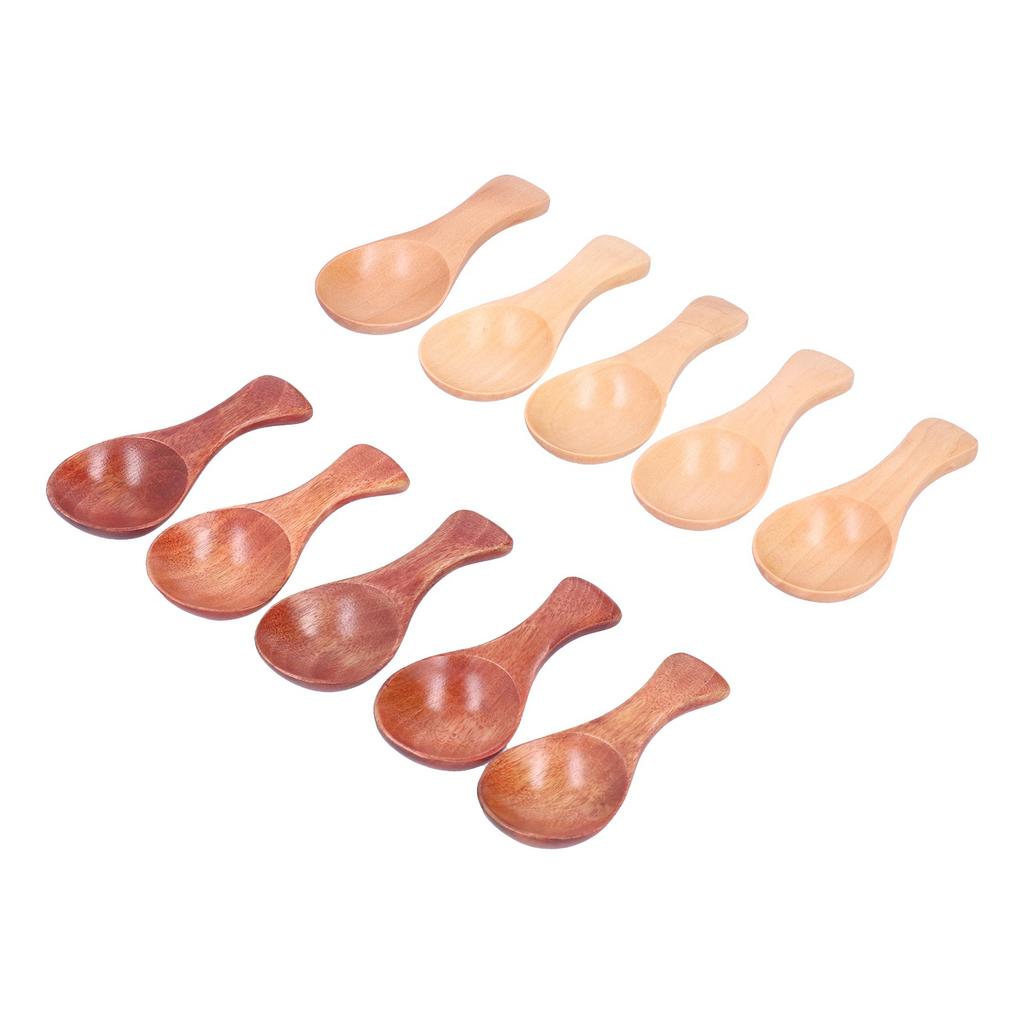10 Stück Holzschaufel Zucker Salz Pulver Gewürz Mini Löffel mit kurzem Griff für Küchengebrauch