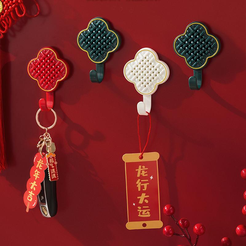 1/3pcs Chinese Knot Hooks Wall Hanging Hook Self-Adhesive Towel Key Bag Holder Clothes Punch-Free Hanger Strong Adhesive Organizer Rack