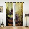 Cask Wine Glass Beer Stone Brick Retro Window Curtains Home Decor Living Room Curtains Kid's Room Cortinas For Kitchen Bedroom