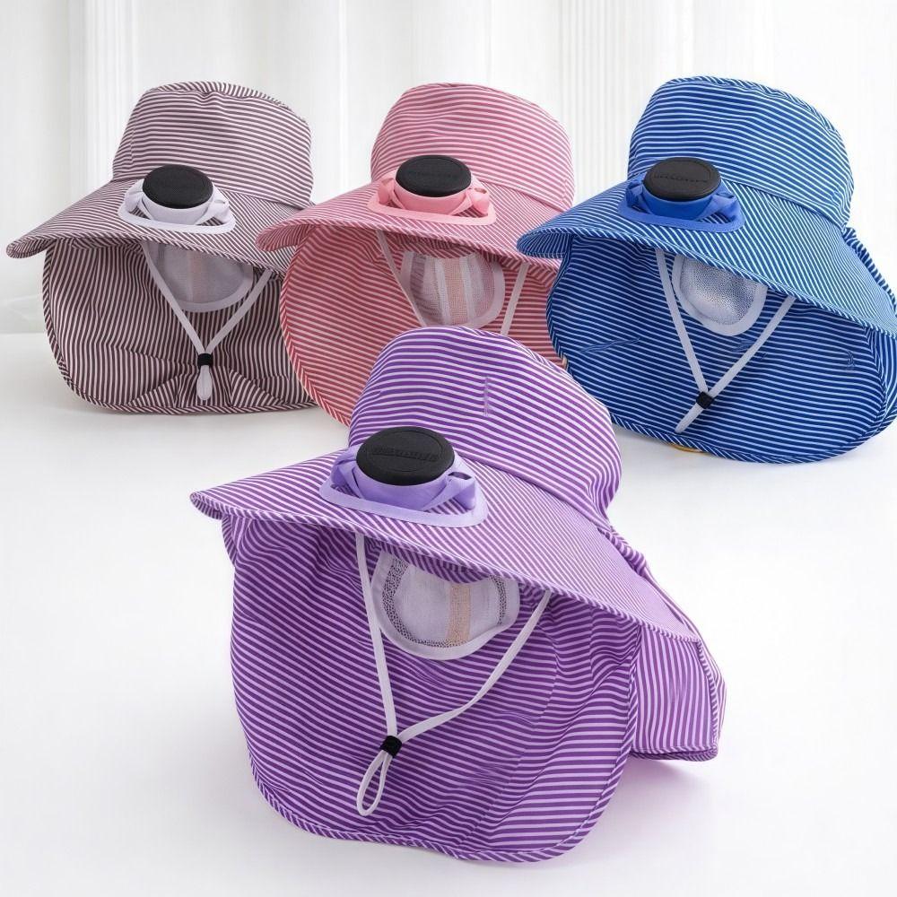 Fashion Solar Fan Face Mask Sun Hat 300mA UV Protection Fisherman's Hat Wide Brim Breathable Tea Picking Work Hat Summer Unisex