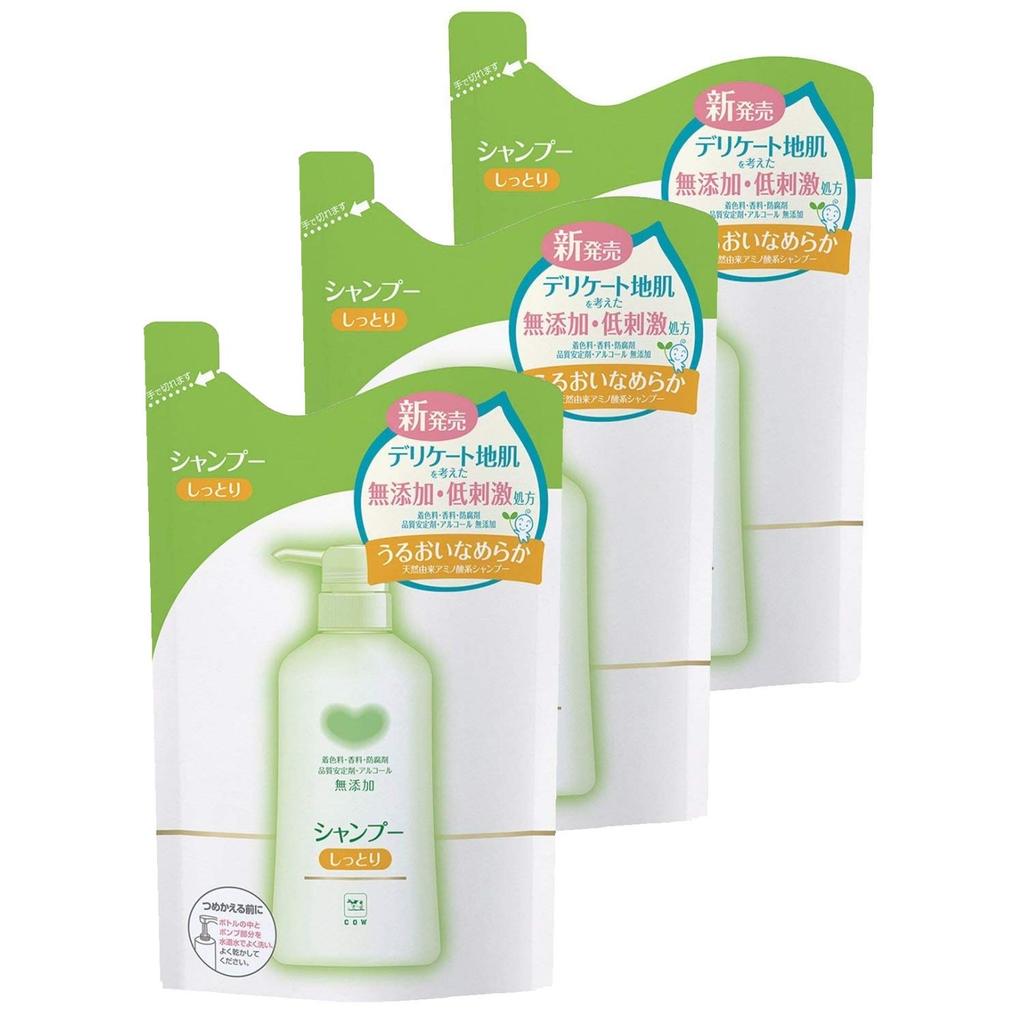 Cow Brand Additive-Free Shampoo, Moisturizing, Refill, 380ml X 3, Single Item