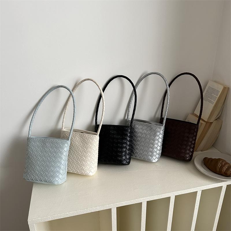 Simple Woven Bucket Bag, Fashionable Shoulder Bag, Trendy Crossbody Bag