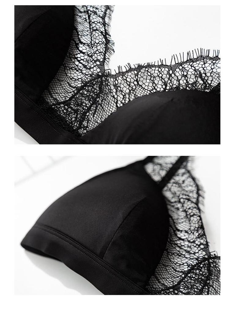 Tangge Women's French Silk Triangle Bra Set for Small Chests