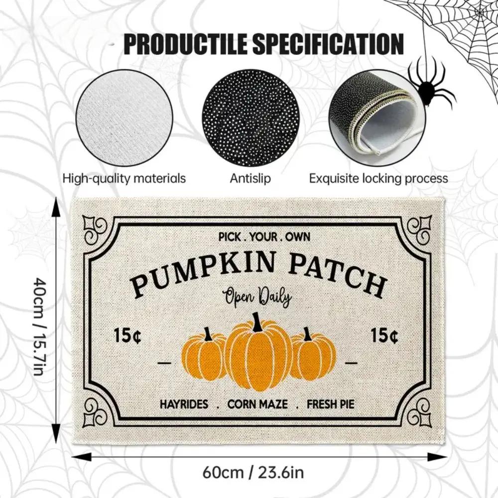 Herbst/Winter Thanksgiving Fußmatte, Eingangs-Willkommensmatte, Kürbis-Dekorativer Teppich, Fleckenabweisend und Langlebige Heimdekoration