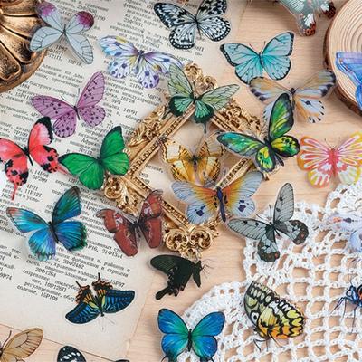 40PCS Colorful Butterfly Scrapbook Sticker Waterproof Vintage Stationery Sticker INS Style PVC Mobile Sticker Scrapbooking