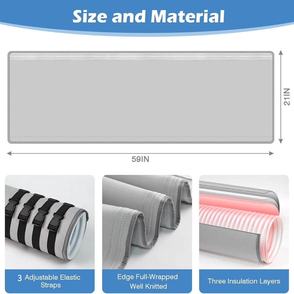Upgraded Portable AC Hose Insulation Sleeve Air Conditioner Hose Cover Wrap Insulated Hoses Duct Vent Cover With 3 Adjustable Straps 150*53CM