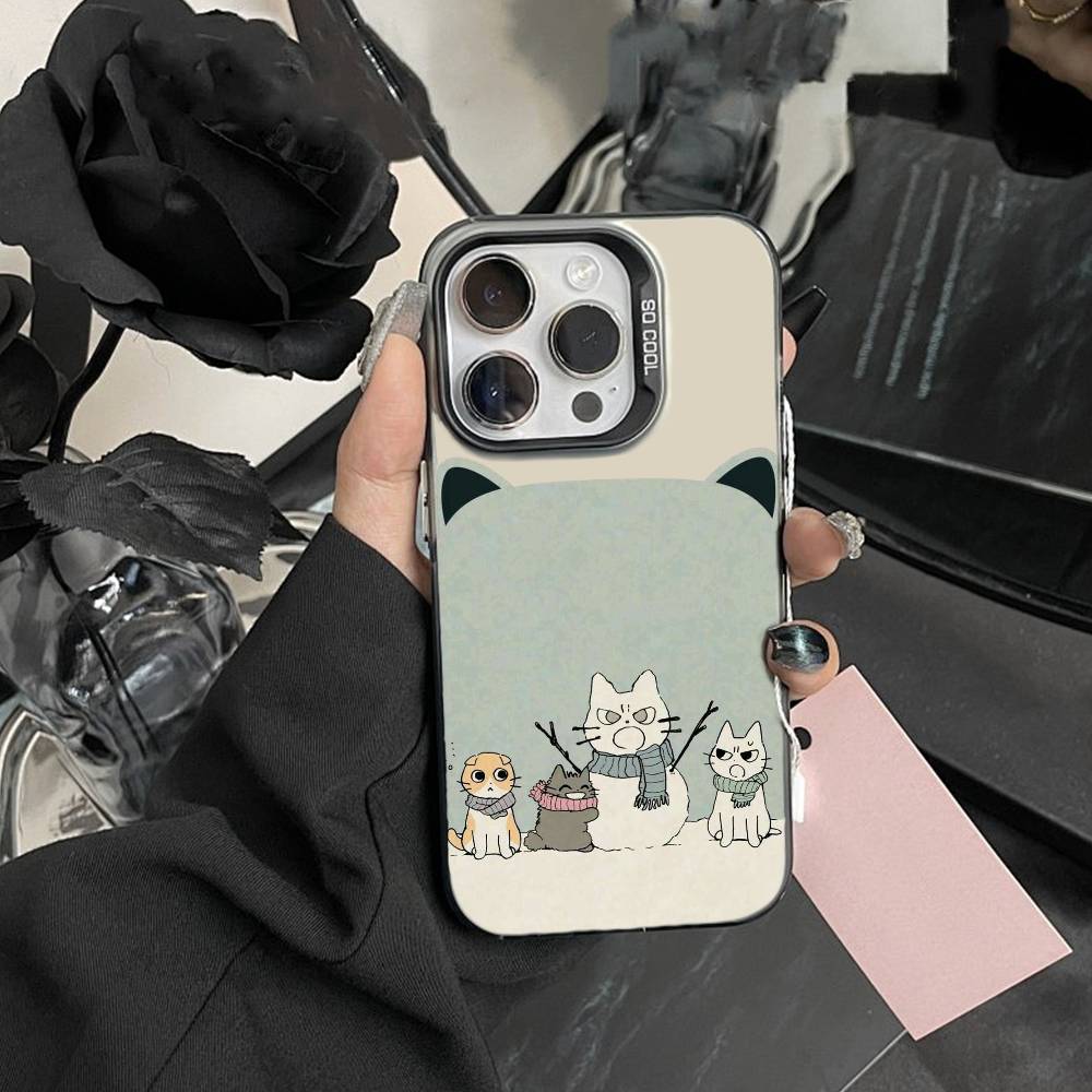 Funny Cat Band Animal Phone Case For iPhone 17,16,15,14,13,12,Pro MAX Black Matte Shockproof Cover