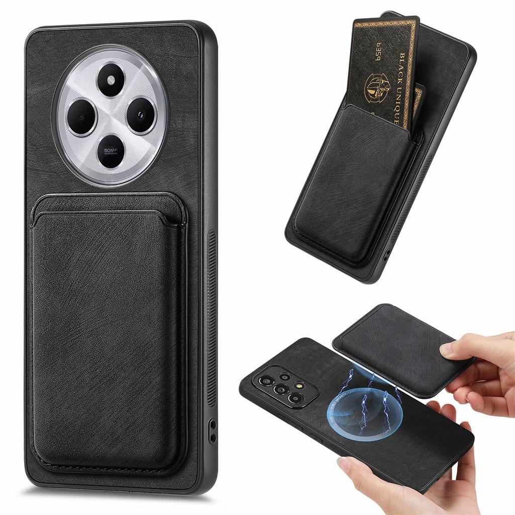 Retro pouzdro na telefon pro Xiaomi Redmi 14C 4G/14R 5G/Poco C75 4G Kožený+TPU zadní kryt s odnímatelným slotem na karty