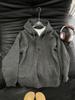 Men's Deep Gray Heavyweight Hooded Henley Pullover Knitwear - Autumn/Winter High-End Outerwear