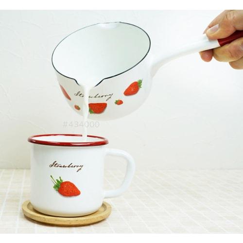 Fuji Enamel Strawberry Milk Pan, 12cm, STB-12M