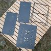 Double Layer Camping Table Metal Alloy Picnics Table Grid & Metal Plate Camping Table Outdoor Camp Storage Rack