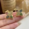 Trendy Gold-Plated Zircon Clover Ear Cuffs: Colorful, Lightweight Fashion Earrings for Women