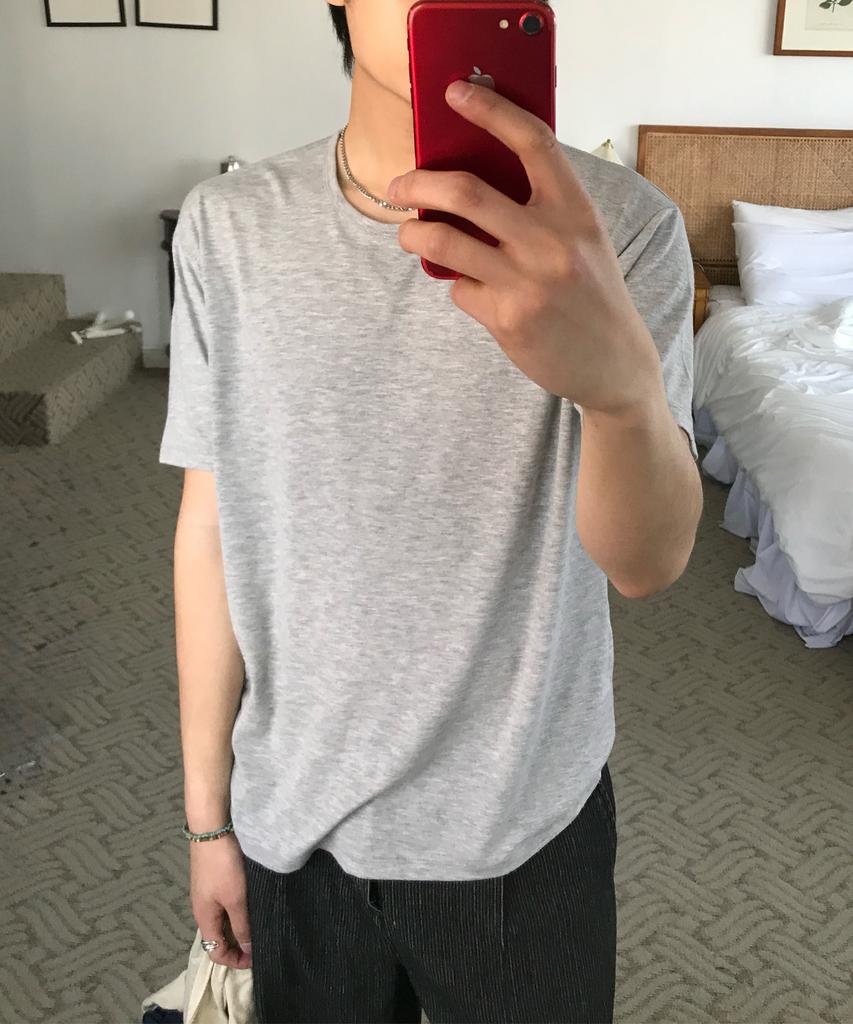 LEIRE Soft U-Neck Inner T-Shirt [Gray]