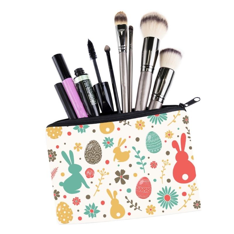 Easter Rabbit Toiletry Bag with Rabbit Pattern Makeup Bag Large Capacity Cosmetics Storage Bag Gift for Girl Women