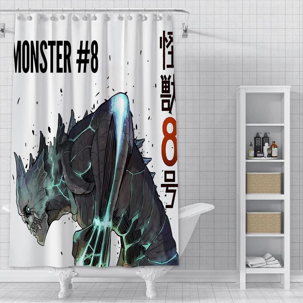 Japan Comics Kaiju No.8 Shower Curtain Waterproof Polyester Fabric Paint Bath Curtains Home Bathroom Decor Curtain Hook