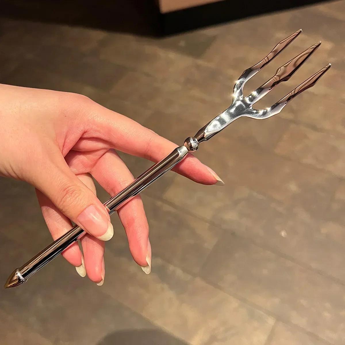 

Stainless Steel Fork Sea God s Trident European Style Food Picks Fruit Fork for Upscale Restaurant Man Woman Gift чёрный