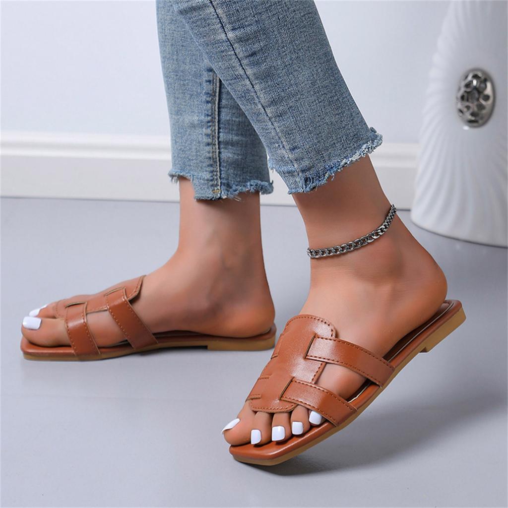 Fashion Spring And Summer Women Slippers Flat Solid Color Casual Beach Mom Slippers For Women Fuzzy Open Toe Slippers For Women