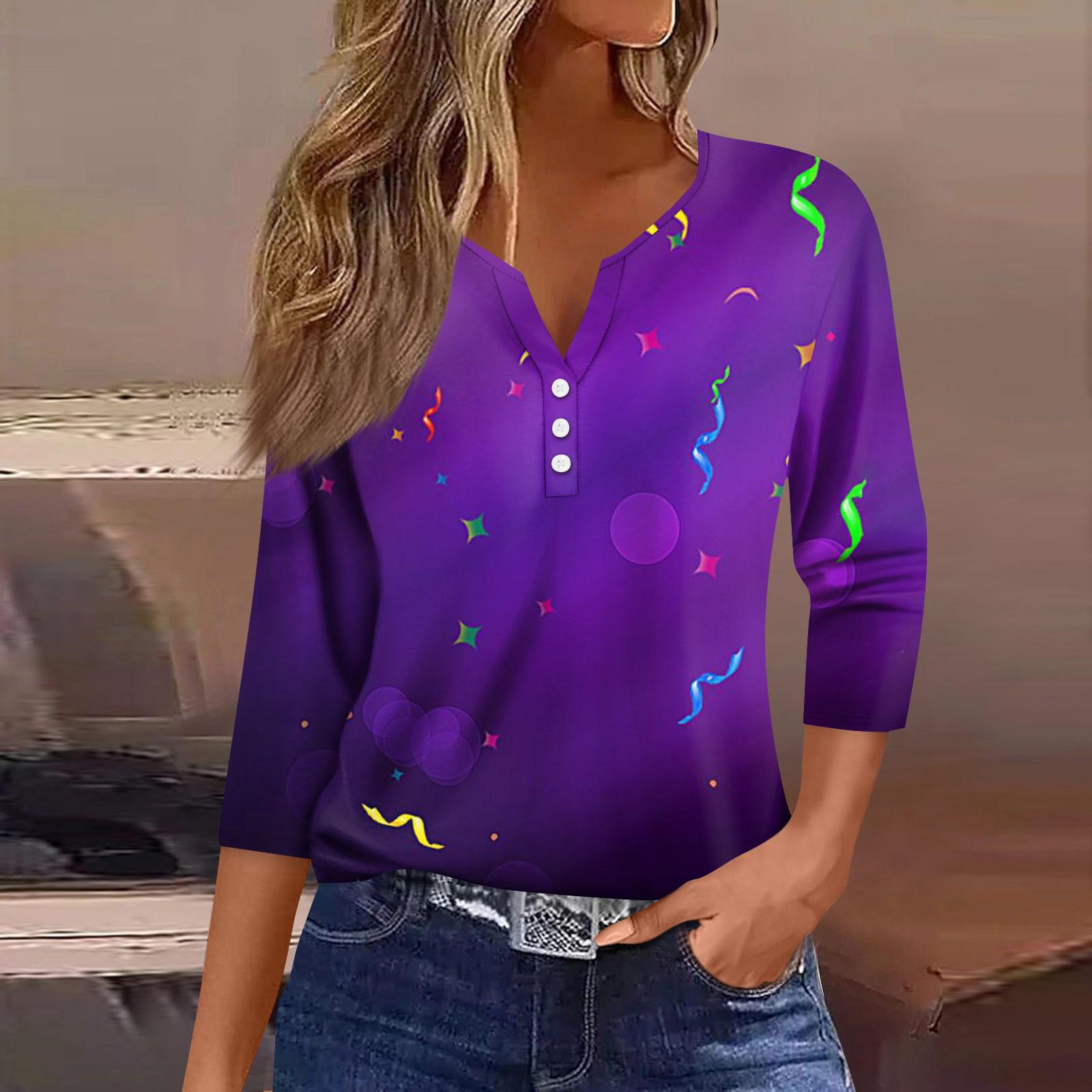 

Женская мода повседневный топ с длинным рукавом и круглым вырезом с цветочным принтом S фиолетовый