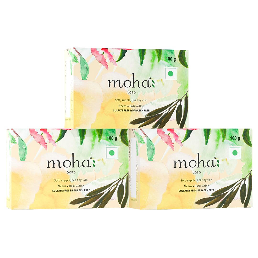 

Moha Herbal Bathing Soap Bars For Daily Use Gentle Cleansing Hydrating Care For Dry Skin Men Women 100 g X Pack Of 3