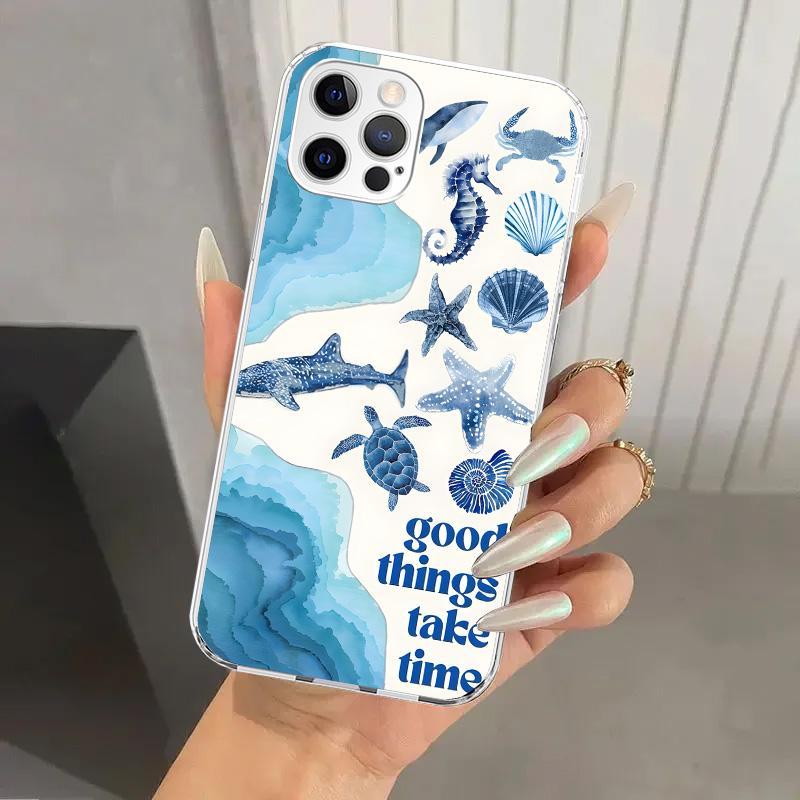 Ocean Starfish Sea Turtle Shark Phone Case for Iphone 17 Air 16 15 Plus 14 13 Mini 12 11 Pro Max 16E 7 8 SE 2020 Soft Funda Prin