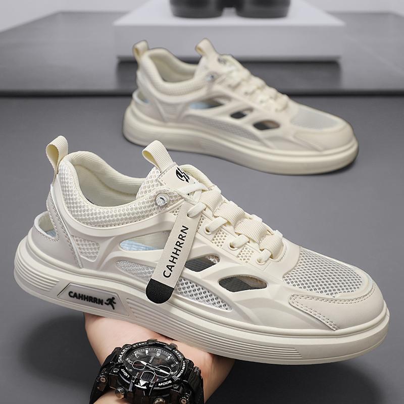 

Летняя мужская обувь новая дышащая обувь с полыми отверстиями мужская трендовая универсальная белая обувь сетчатая обувь повседневная обувь для скейтборда модная обувь 44 бежевый