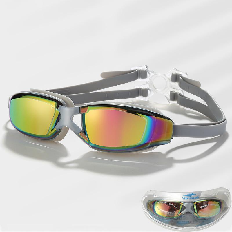 Plating Swimming Goggles Eyewear with Case Adults Professional Waterproof Anti Fog UV Shield Swim Pool Water Glasses Men Women