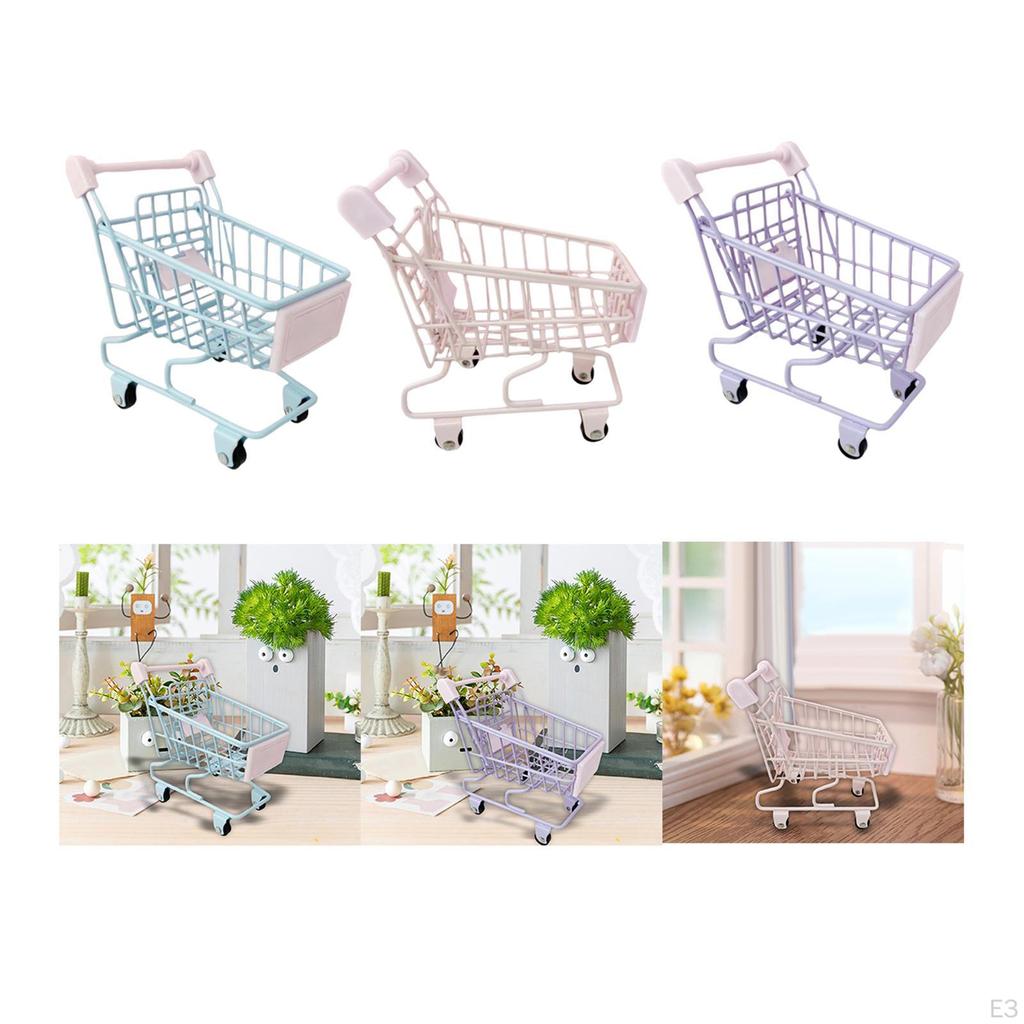 Children's Shopping Cart Toys Smooth Wheels Pen Pencil Holder Mini Shop Trolley Toy for
