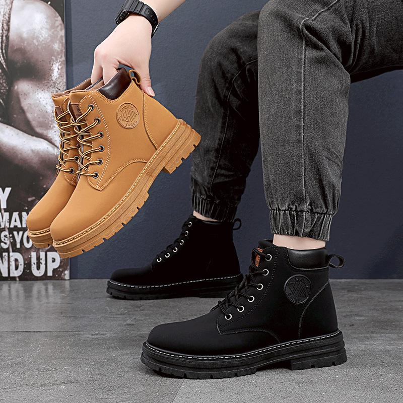 2025 New Autumn Men's Boots Classic Fashion Wear Resistant Waterproof High Top Martin Boots Soft Bottom Workwear Anti Slip Yellow Boots