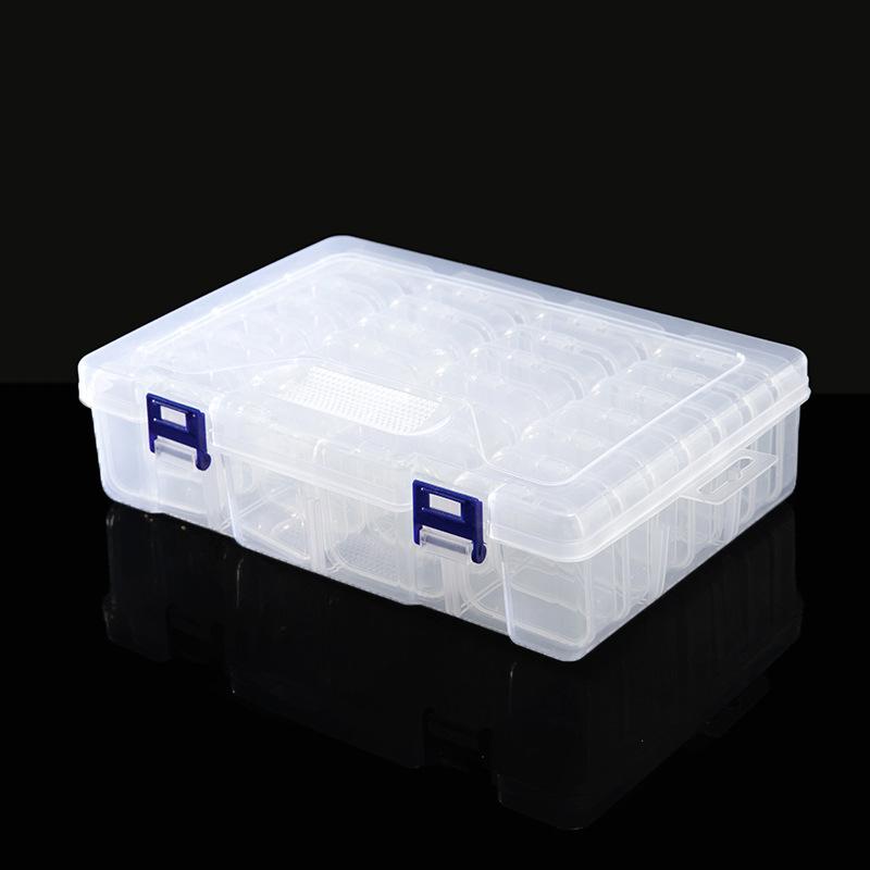 Double-Layer 8-Set Box 28-Grid Flip Cover Storage Box Diy Jewelry Handmade Material Packaging Storage Box Transparent Plastic Box