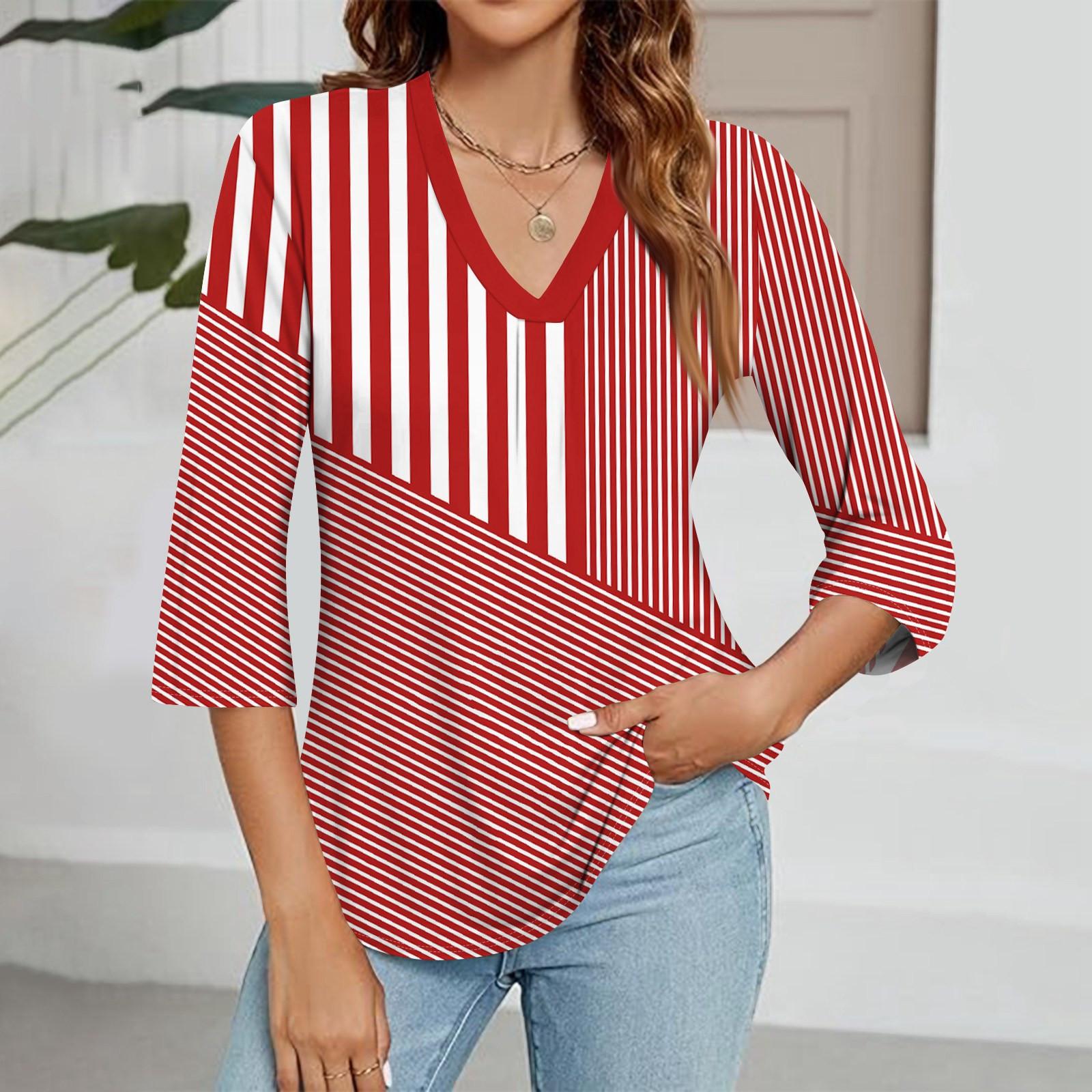 

Женский модный топ с v-образным вырезом и градиентным принтом, рукав три четверти XL киноварь