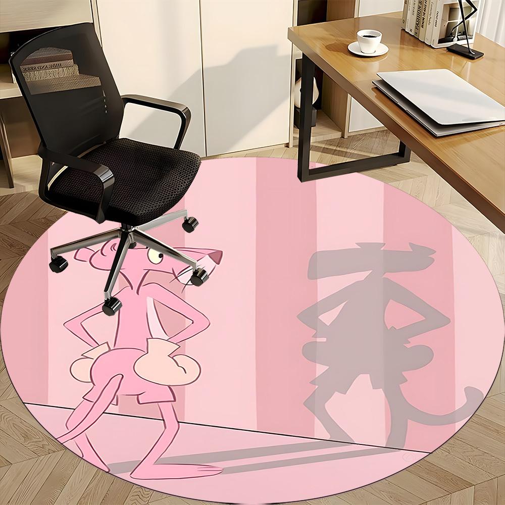 1pc Pink Panther Shadow Office Round Area Rug, Under Office Chairs Bedroom Living Room Home Decor, Available In Various Sizes1