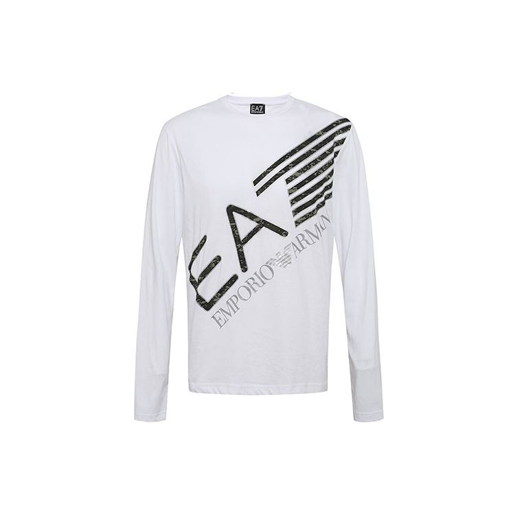 Мужская футболка с длинным рукавом Emporio Armani с наклонным логотипом Белый 6HPT37-PJ7CZ-1100 XXL