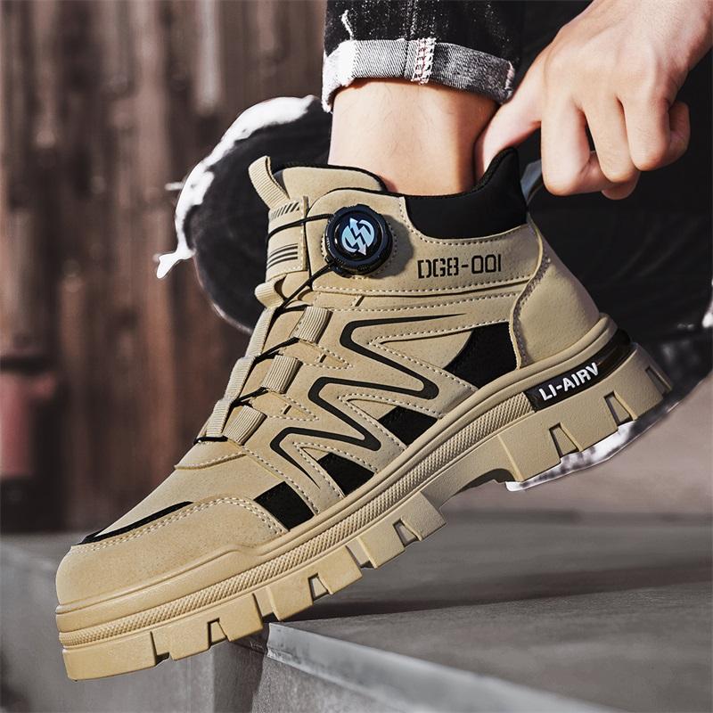 Botas masculinas de combate ao ar livre no deserto, botas táticas antiderrapantes, caminhadas no deserto, calçados de caça, calçados de segurança no trabalho para homens, botas de cowboy