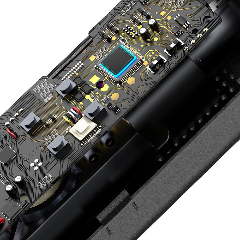 Mini car compressor, tire pump for cigarette lighter socket, black