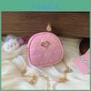 Spring Embroidered Heart Kids Shoulder Bag With Chain For Girls And Boys