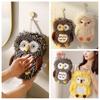 New Soft Owl Chenille Hand Towel Hanging Super Absorbent Chenille Towel Owl Design Fluffy Funny Hand Towel