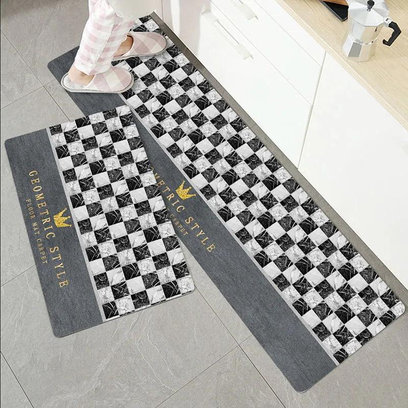 2PCS Kitchen Mats Non-slip Absorbent Door Mats Bedroom Door Mats Bathroom Mats Put Grey Mats Home Door Carpets