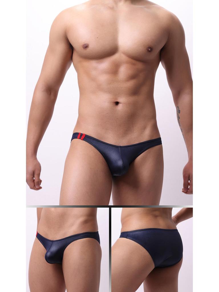 Men's Mid-Low Rise Faux Leather Briefs for Nightclub Performance