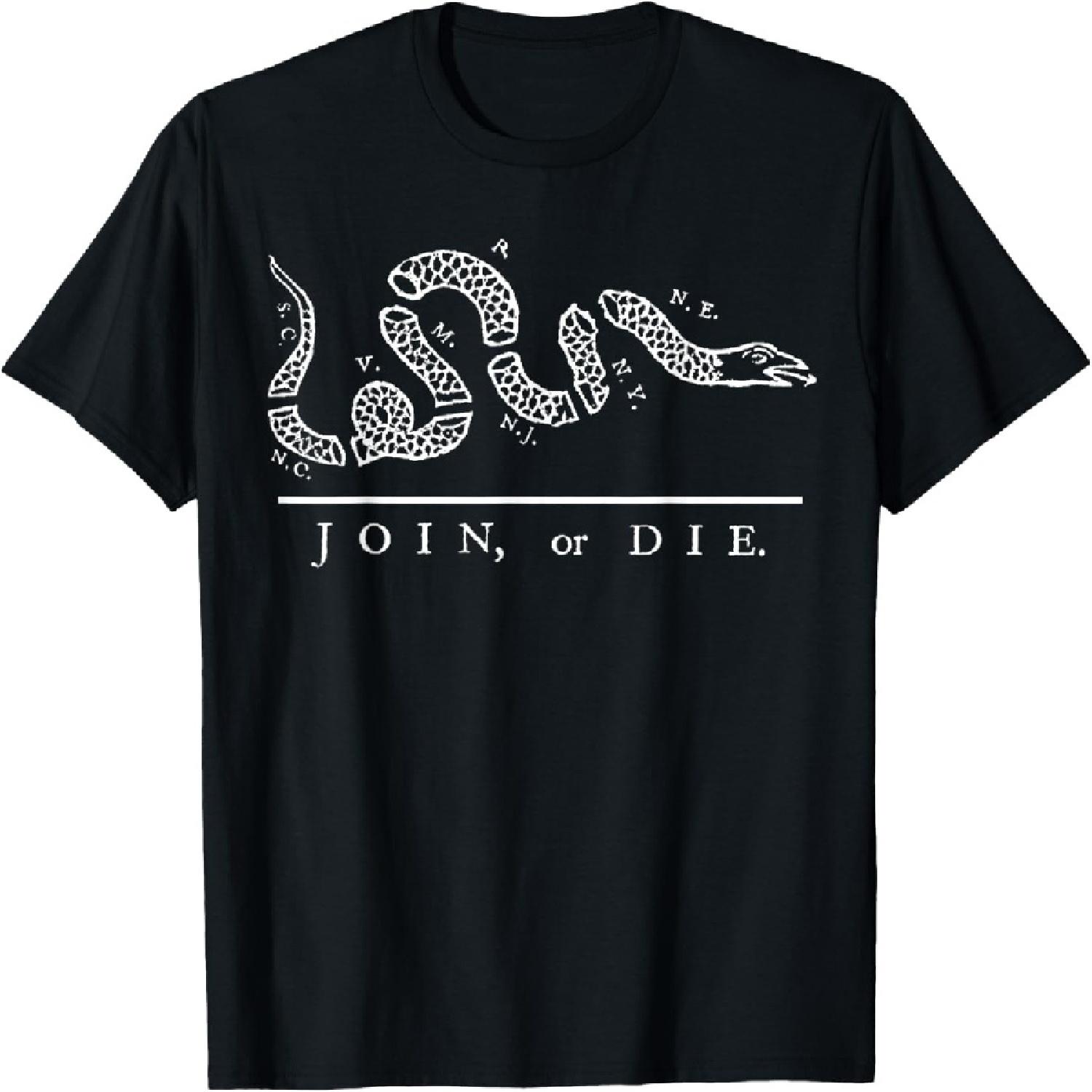 Join or Die Benjamin Franklin 1754 revolution Colonial Era T-Shirt S