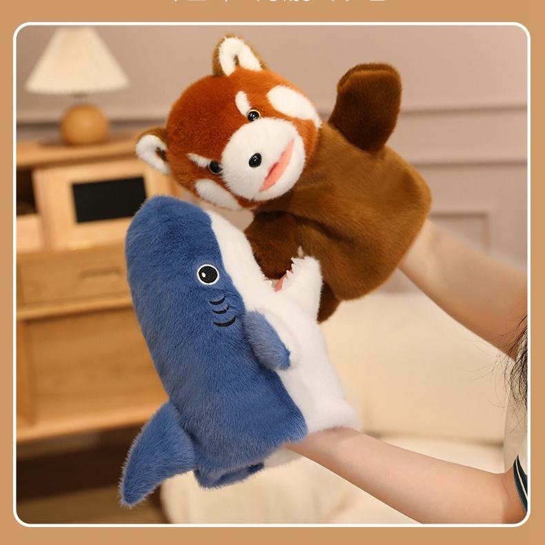 Cartoon Animal Plush Hand Puppet, Movable Mouth Interactive Glove Doll, Kids Early Education Storytelling Soothing Toy Universal Multiple Styles
