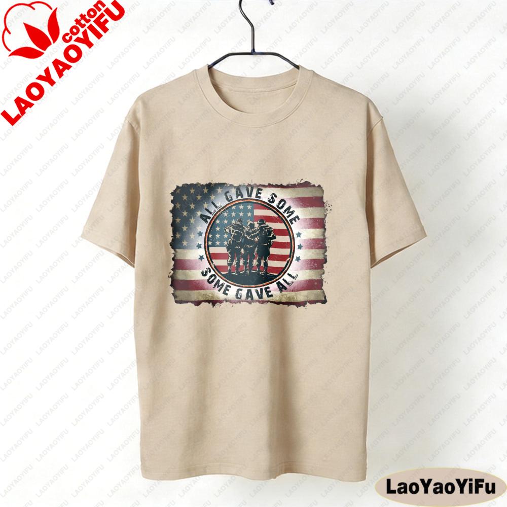 Military USA Tee All Gave Some Some Gave All Army Veteran Gift Women Round Neck Clothes Shortsleeved Ropa Mujer Tops