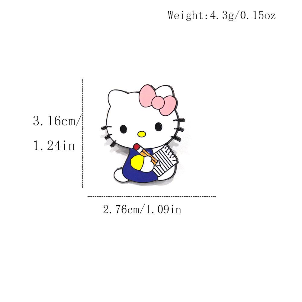 Cute KT Cat Brooch: Cartoon Metal Badge & Alloy Pin with Drip Glaze