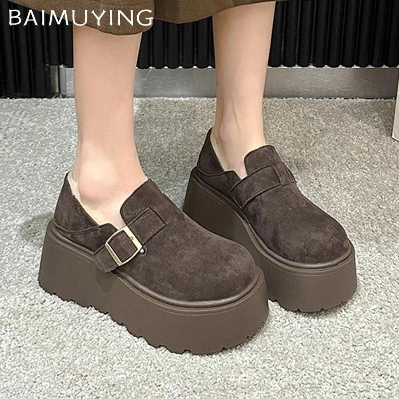 Fur Platform Women Ankle Boots Flats Suede Shoes Woman 2025 Trend Winter Fashion Designer Casual Walking Warm Women’s Snow Botas